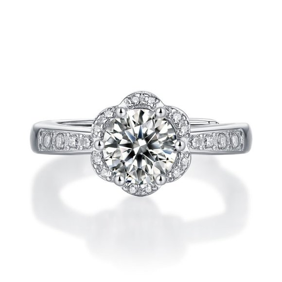 Certified 3ct. t.w. Moissanite Diamond Flower Engagement Ring NEW - Picture 6 of 10